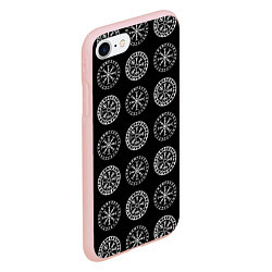 Чехол iPhone 7/8 матовый Vegvisir and Aegishjalmur Helm of Awe Black, цвет: 3D-светло-розовый — фото 2