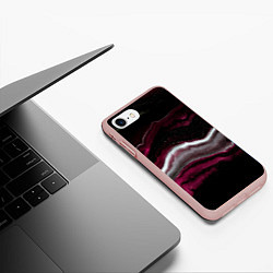 Чехол iPhone 7/8 матовый Розовые и белые волны песка в абстракции, цвет: 3D-светло-розовый — фото 2