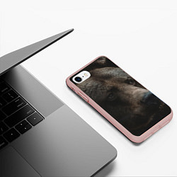 Чехол iPhone 7/8 матовый Медведь, цвет: 3D-светло-розовый — фото 2