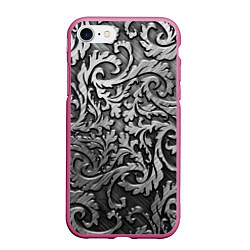 Чехол iPhone 7/8 матовый Стальные узоры, цвет: 3D-малиновый