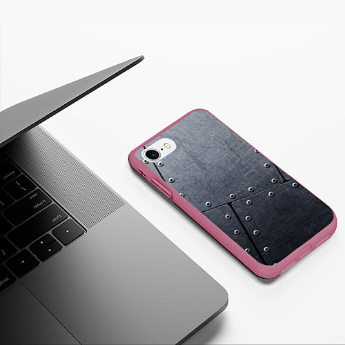 Чехол iPhone 7/8 матовый Стальные пластины / 3D-Малиновый – фото 3