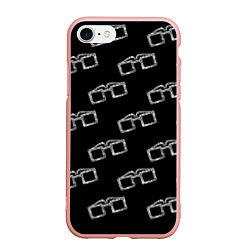 Чехол iPhone 7/8 матовый Модные очки черно-белый узор, цвет: 3D-светло-розовый