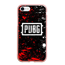 Чехол iPhone 7/8 матовый PUBG white grunge, цвет: 3D-светло-розовый