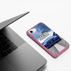Чехол iPhone 7/8 матовый Audi ABT - sportsline на трассе, цвет: 3D-малиновый — фото 2