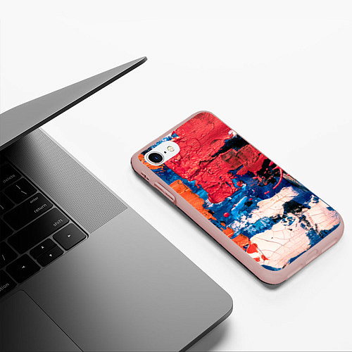 Чехол iPhone 7/8 матовый Текстура из красок / 3D-Светло-розовый – фото 3