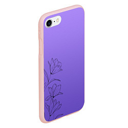 Чехол iPhone 7/8 матовый Красивый фиолетовый градиент с цветами, цвет: 3D-светло-розовый — фото 2