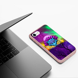 Чехол iPhone 7/8 матовый Маска волка с веером, цвет: 3D-светло-розовый — фото 2