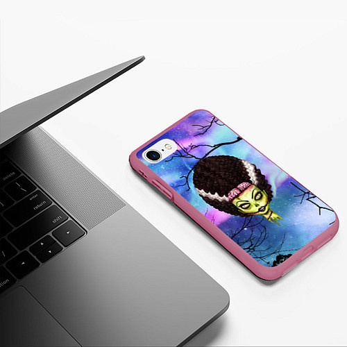 Чехол iPhone 7/8 матовый Девушка - зомби / 3D-Малиновый – фото 3