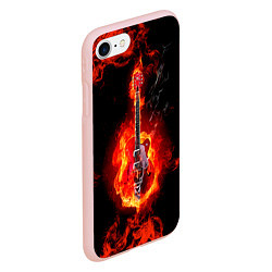 Чехол iPhone 7/8 матовый Огненная гитара, цвет: 3D-светло-розовый — фото 2