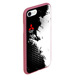 Чехол iPhone 7/8 матовый Mitsubishi - черно-белая абстракция, цвет: 3D-малиновый — фото 2
