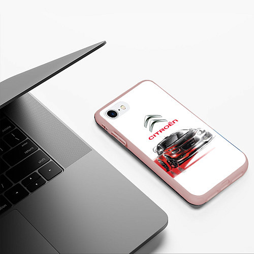 Чехол iPhone 7/8 матовый Ситроен спорт - эскиз / 3D-Светло-розовый – фото 3
