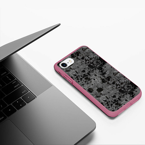 Чехол iPhone 7/8 матовый Камуфляж Metro / 3D-Малиновый – фото 3