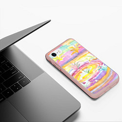 Чехол iPhone 7/8 матовый Капли солнечного света абстракция, цвет: 3D-светло-розовый — фото 2