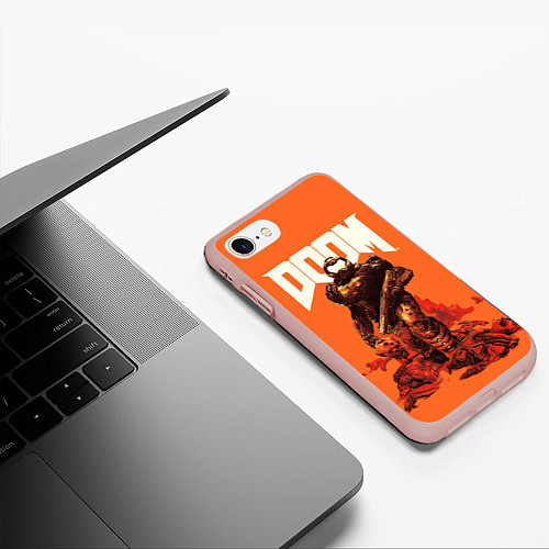 Чехол iPhone 7/8 матовый DOOM - Doomguy / 3D-Светло-розовый – фото 3