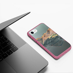 Чехол iPhone 7/8 матовый Абстрактное жидкое стекло, цвет: 3D-малиновый — фото 2