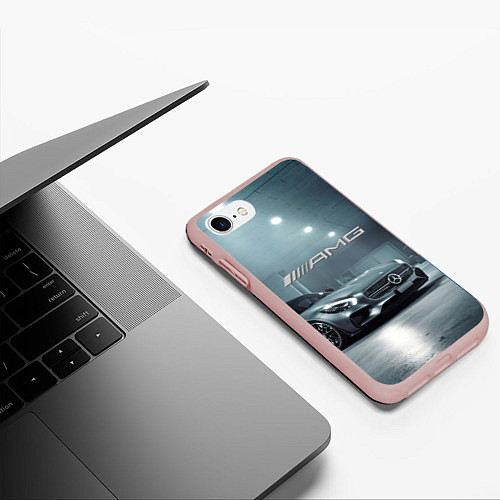 Чехол iPhone 7/8 матовый Mercedes AMG - Motorsport / 3D-Светло-розовый – фото 3