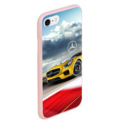 Чехол iPhone 7/8 матовый Mercedes AMG V8 Biturbo на трассе, цвет: 3D-светло-розовый — фото 2