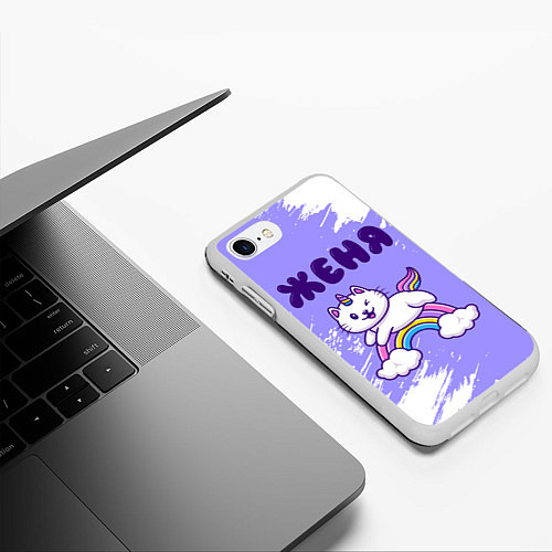 Чехол iPhone 7/8 матовый Женя кошка единорожка / 3D-Белый – фото 3