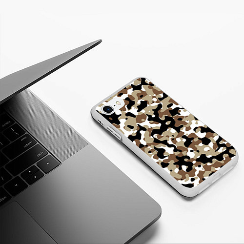 Чехол iPhone 7/8 матовый Камуфляж Open Terrain / 3D-Белый – фото 3