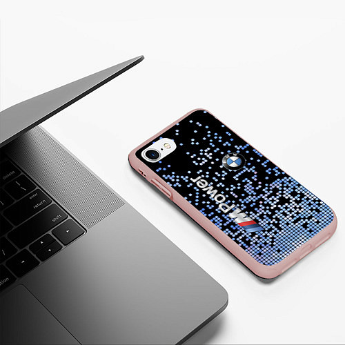 Чехол iPhone 7/8 матовый BMW - M Power - pattern / 3D-Светло-розовый – фото 3