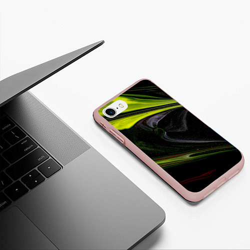 Чехол iPhone 7/8 матовый Зелёный песок в темноте / 3D-Светло-розовый – фото 3