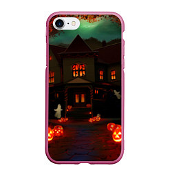 Чехол iPhone 7/8 матовый Дорога к ужасу, цвет: 3D-малиновый