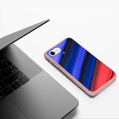 Чехол iPhone 7/8 матовый Синий и красный песок / 3D-Светло-розовый – фото 3