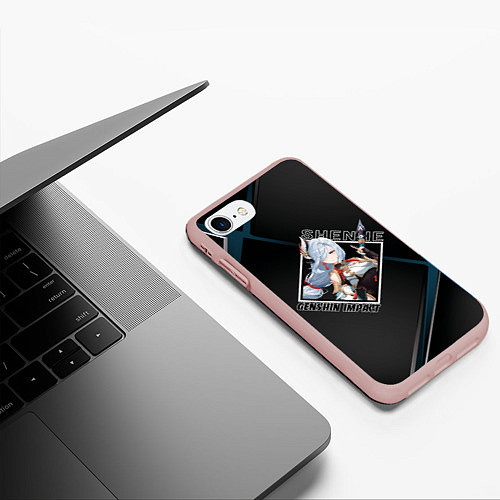 Чехол iPhone 7/8 матовый Шэнь Хэ в ромбе / 3D-Светло-розовый – фото 3