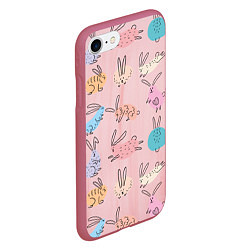 Чехол iPhone 7/8 матовый Много кроликов, цвет: 3D-малиновый — фото 2