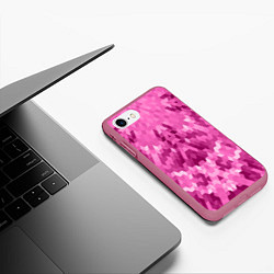 Чехол iPhone 7/8 матовый Яркий малиново-розовый геометрический узор, цвет: 3D-малиновый — фото 2