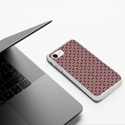 Чехол iPhone 7/8 матовый Большие и маленькие фиолетовые квадраты, цвет: 3D-белый — фото 2