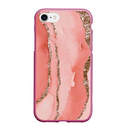 Чехол iPhone 7/8 матовый Розовое золото акварель, цвет: 3D-малиновый