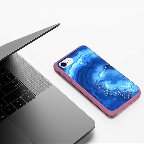 Чехол iPhone 7/8 матовый Расплескалась синева абстракция / 3D-Малиновый – фото 3
