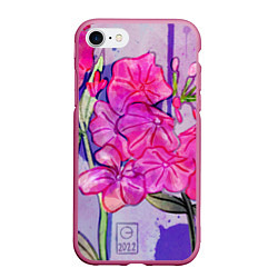 Чехол iPhone 7/8 матовый Капли цветов, цвет: 3D-малиновый