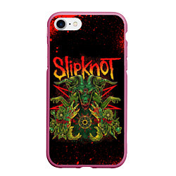 Чехол iPhone 7/8 матовый Slipknot satan, цвет: 3D-малиновый
