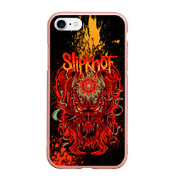 Чехол iPhone 7/8 матовый Slipknot - red monster, цвет: 3D-светло-розовый