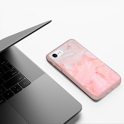 Чехол iPhone 7/8 матовый Aesthetic visual art pink feathers, цвет: 3D-светло-розовый — фото 2