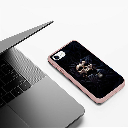 Чехол iPhone 7/8 матовый Hands on skull / 3D-Светло-розовый – фото 3