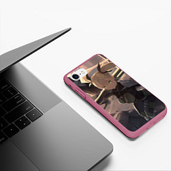 Чехол iPhone 7/8 матовый Кикору и Кафка - Кайдзю номер 8, цвет: 3D-малиновый — фото 2