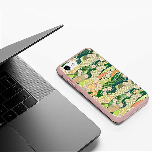 Чехол iPhone 7/8 матовый Green fields / 3D-Светло-розовый – фото 3