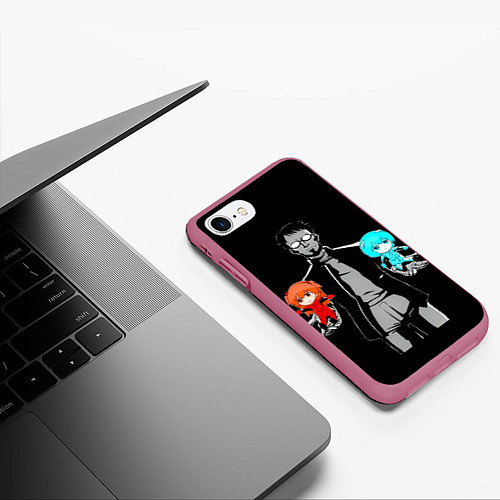Чехол iPhone 7/8 матовый Пора выбирать: Аска или Рей ? / 3D-Малиновый – фото 3