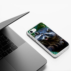 Чехол iPhone 7/8 матовый Енот с языком, цвет: 3D-белый — фото 2