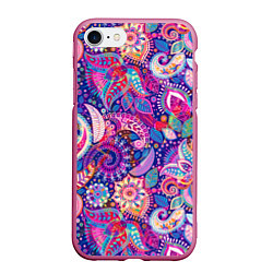 Чехол iPhone 7/8 матовый Multi-colored colorful patterns, цвет: 3D-малиновый