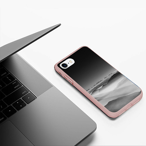 Чехол iPhone 7/8 матовый Туманные горы / 3D-Светло-розовый – фото 3