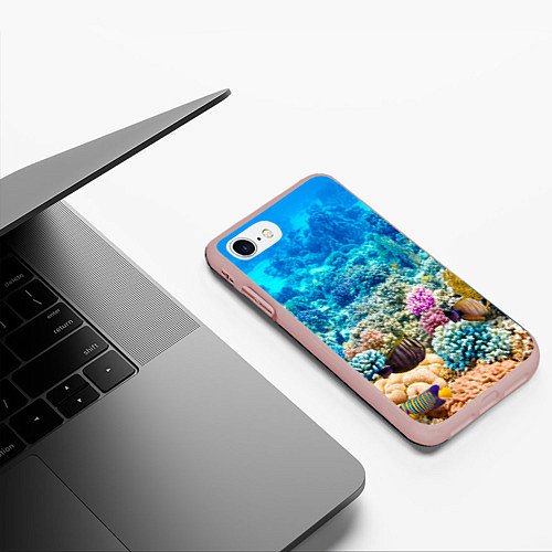 Чехол iPhone 7/8 матовый Дно морское / 3D-Светло-розовый – фото 3