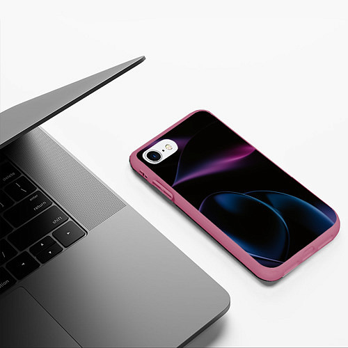Чехол iPhone 7/8 матовый Абстрактные фиолетовые волны / 3D-Малиновый – фото 3