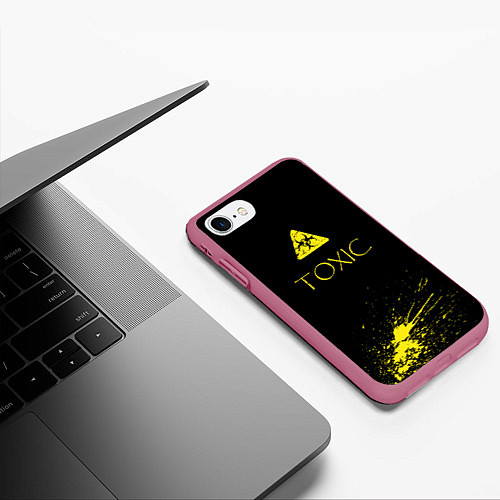 Чехол iPhone 7/8 матовый TOXIC - Биологическая опасность / 3D-Малиновый – фото 3