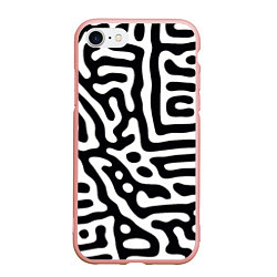 Чехол iPhone 7/8 матовый Черно-белый фон, цвет: 3D-светло-розовый