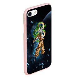 Чехол iPhone 7/8 матовый Dragon Ball - Space - Son Goku, цвет: 3D-светло-розовый — фото 2