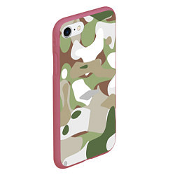 Чехол iPhone 7/8 матовый Камуфляж зимний лес крупный, цвет: 3D-малиновый — фото 2